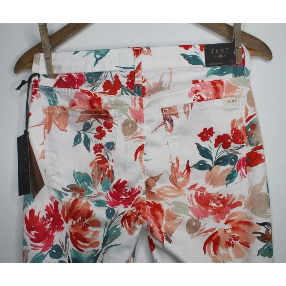 7FAMK Jen 7 NEW Floral Skinny Pants 4 - Picture 7 of 9